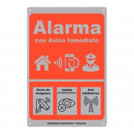 Cartel Alarma tipo "SECURITAS DIRECT" de Aluminio 14x20cm